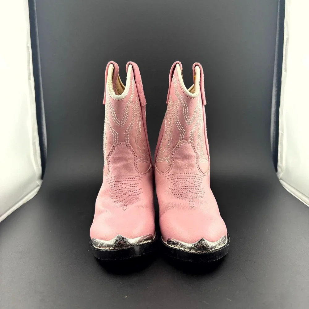 Durango BT758 Western Boots Kids US 5.5D Pink Embroidered Rubber Sole Bootie